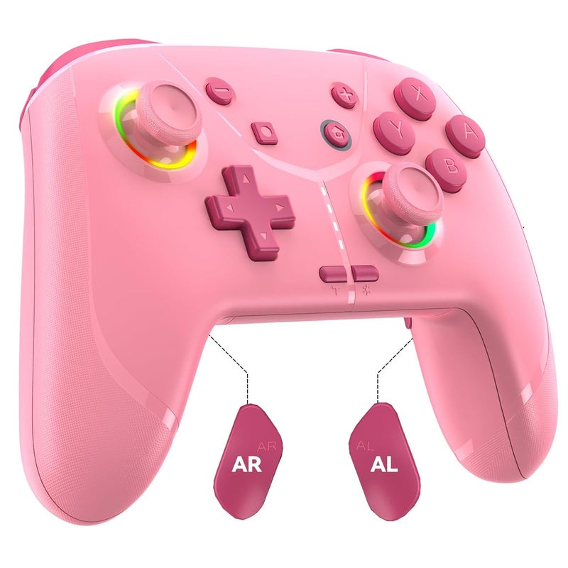 GMBACK Store Wireless Switch 2 Pro Controller, Turbo Controller for Nintendo Switch 2/1/Lite/OLED with Loop Macro, Home Wake Up, HD Rumble, Motion Control, Turbo, 800mAh, Pink - Image 1